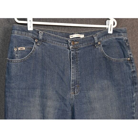 Lee Relaxed Boot Cut Women's 16 Long Western Denim Jeans Distressed At the Waist - Picture 2 of 10